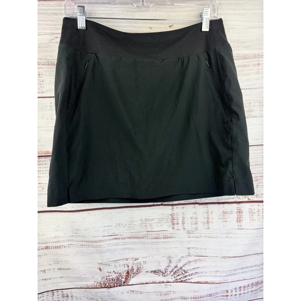 Athleta Soho Skort Black Active Hiking Travel Skirt with Pockets Size 8